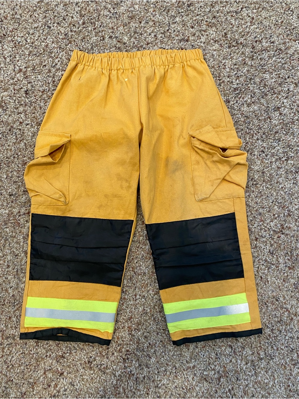 3-4T Kids Yellow Firefighter Costume with Reflective Stripes - Picture 4 of 7
